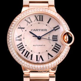 Cartier 발롱블루 드 까르띠에 WJBB0005 33-36mm사이즈 럭셔리 베젤 투라인 18K 로즈골드 화이트 자개 다이얼 오토매틱 무브먼트 car0991 - Cartier Ballon Bleu De Cartier Diamond Bezel 18k Rose Gold White Shell Dial Automatic Movement