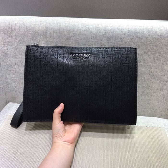 Burberry 2020 TB Leather Clutch Bag , 30cm - 버버리 2020 TB 남여공용 레더 클러치백 ,BURB0403,30cm,블랙