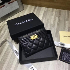 Chanel 2020 여성용 램스킨 보이 카드지갑 블랙금장,은장