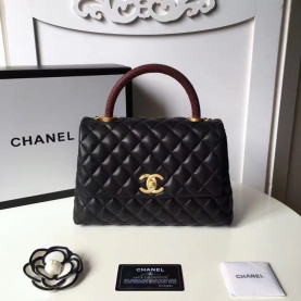 Chanel 샤넬 코코핸들 램스킨 블랙&금장 25cm