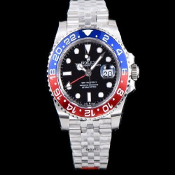 (실사영상) Rolex 로렉스 GMT 904L스틸 업!!지엠티 마스터II 126710BLRO-0001 듀얼 타임 블루/레드 투톤 24시간 회전 베젤 블랙 다이얼 5선 쥬빌리 브레이슬릿 오토매틱 무브먼트 rol0674 - Rolex GMT-Master 2 Oyster Blue/Red Noob Bezel Black Dial Jubilee Bracelet Automatic Movement