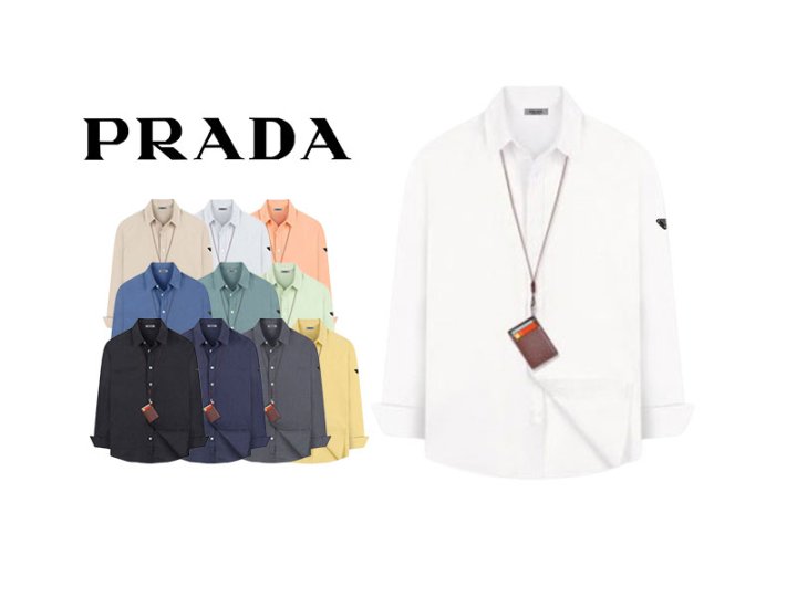 PRADA   프라다 프리미엄 플레이트 린넨 긴팔 셔츠