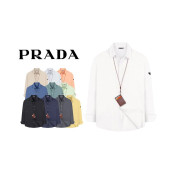 PRADA   프라다 프리미엄 플레이트 린넨 긴팔 셔츠