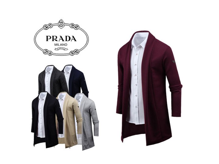 PRADA   프라다 플레이트 오픈 숄 가디건