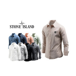 Stone Island T스톤아일랜드 사각패치 린넨 긴팔 셔츠