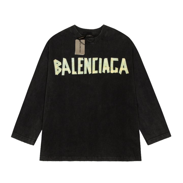 BALENCIAGA 벌랜사어거 테이프 로고 워싱 롱 슬리브