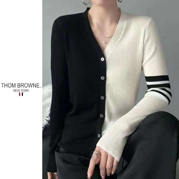 Thom Browne 톰브라운 사선 하프브이가디건