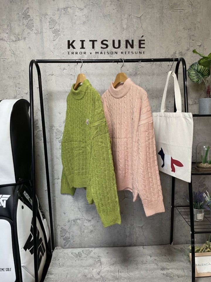 Maison Kitsune 메종키츠네 케이블 헤드니트