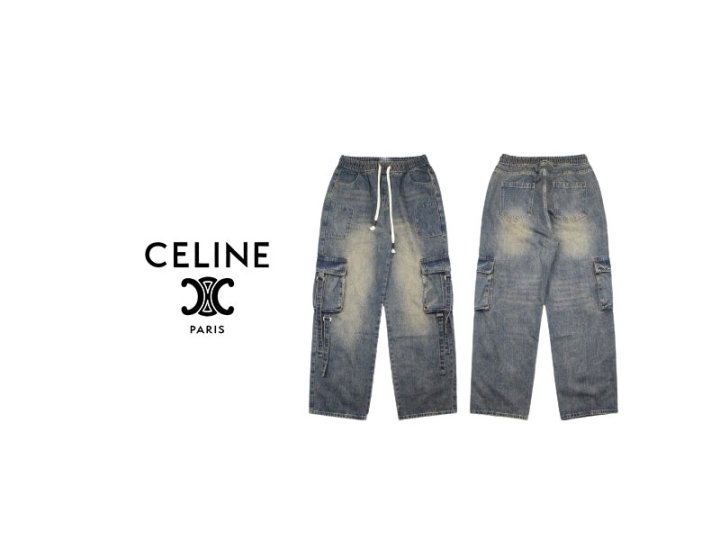 CELINE 셀린느 스트랩 밴딩 청카고 바지