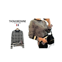 THOM BROWNE 톰브라운 캐시미어 체크 하운드 라운드니트