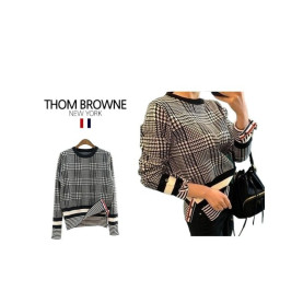 THOM BROWNE 톰브라운 캐시미어 체크 하운드 라운드니트