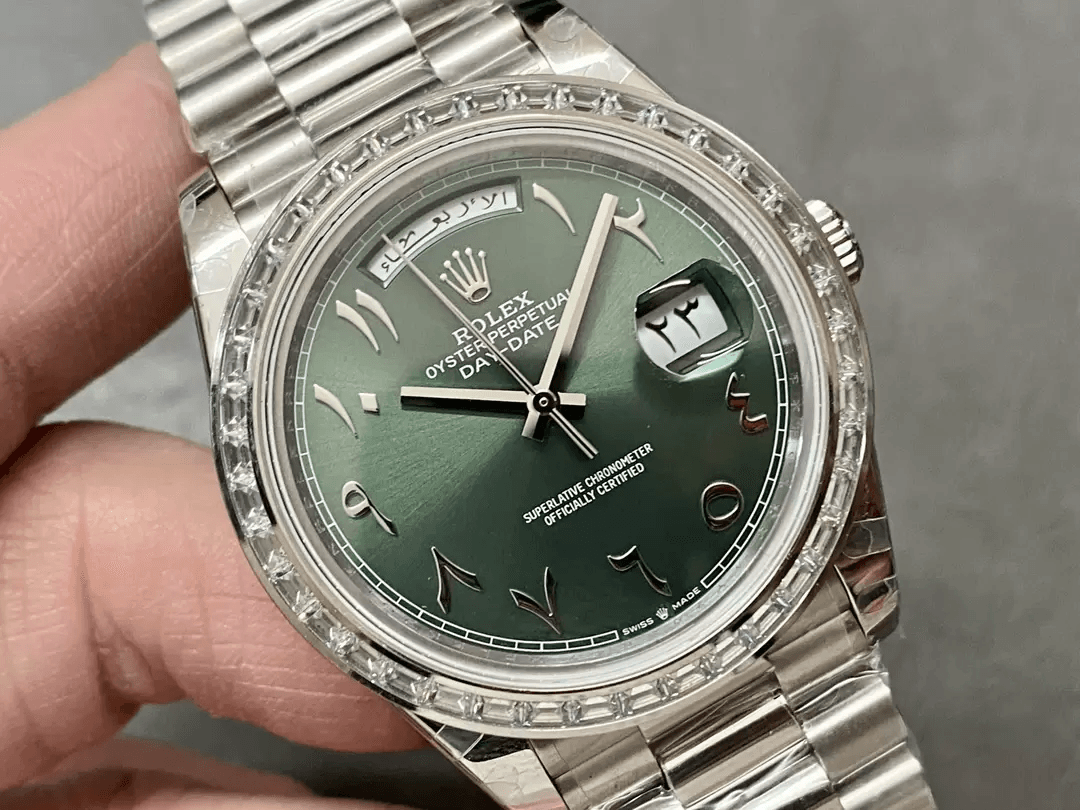 ROLEX 로렉스 데이데이트 아랍 그린 다이얼 다이아 베젤 40mm