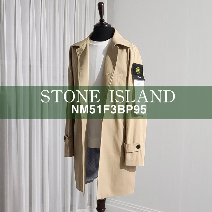 STONE ISLAND 스톤아일랜드 로고와펜 오버핏 트렌치 코트