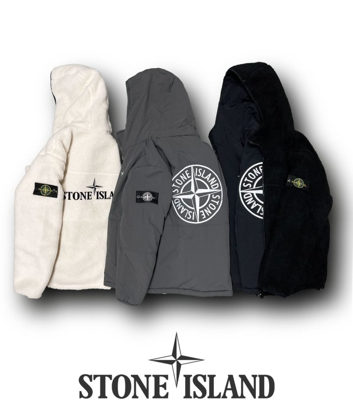 STONE ISLAND 스톤아일랜드 플리스 가먼트다이 나일론 리버시블 리플렉티브 후드 쉘 파카