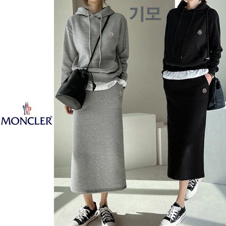 ●1월 판매 5위●  MONCLER 몽클레어 레이어드 후드 기모 치마 세트