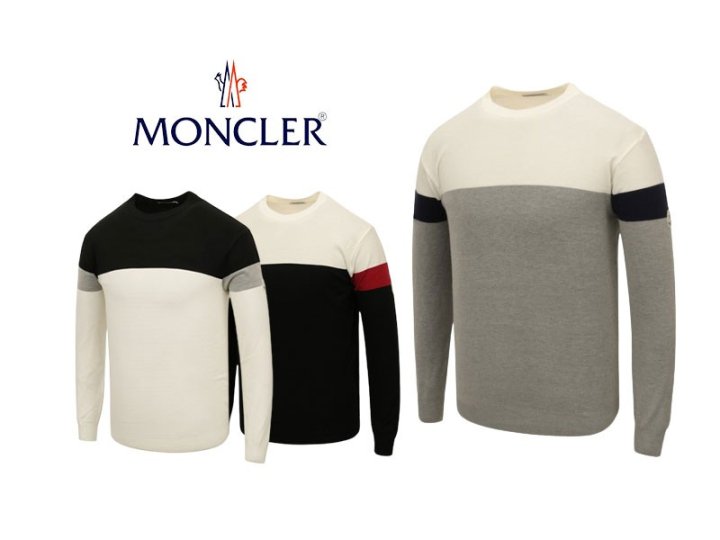 MONCLER 몽클레어 하프 배색 라운드 니트