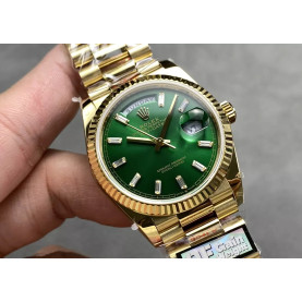 ROLEX 로렉스 데이데이트 그린 다이아 다이얼 옐로우 골드 금통 10P 36mm