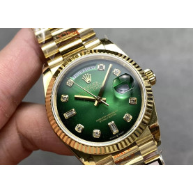 ROLEX 로렉스 데이데이트 그린 옴브레 다이얼 옐로우 골드 금통 10P 36mm