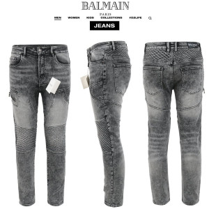 BALMAIN 발망 지퍼 카고 흑청 슬림 일자진