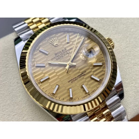 ROLEX 로렉스 데이저스트 YG 텍스처 스틱 옐로우 골드 다이얼 콤비 쥬빌레 41mm 126333-0012