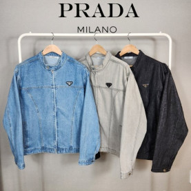 PRADA 프라다 오버핏 라이더 청자켓