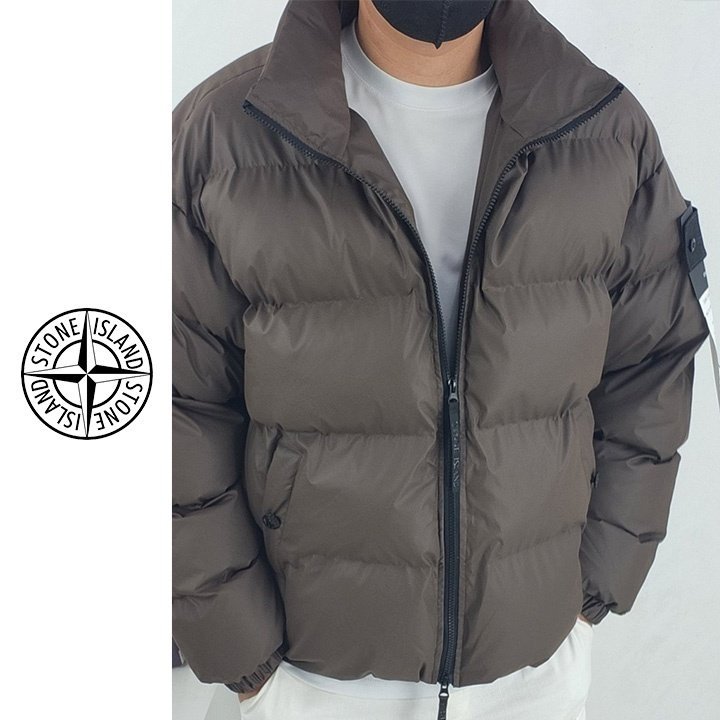 STONE ISLAND 스톤아일랜드 가먼트 레더 패딩 자켓