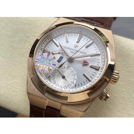 VACHERON CONSTANTIN 바쉐론콘스탄틴 오버시즈 듀얼 타임 실버 다이얼 가죽밴드 7920V