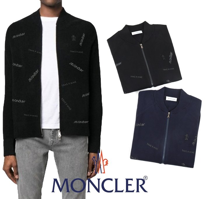 MONCLER 몽클레어 멀티 레터링 스틸 울 니트 집업