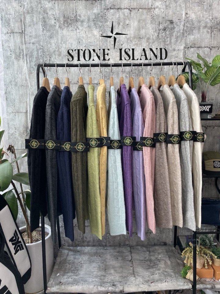 STONE ISLAND 스톤아일랜드 울캐시 케이블와팬 니트