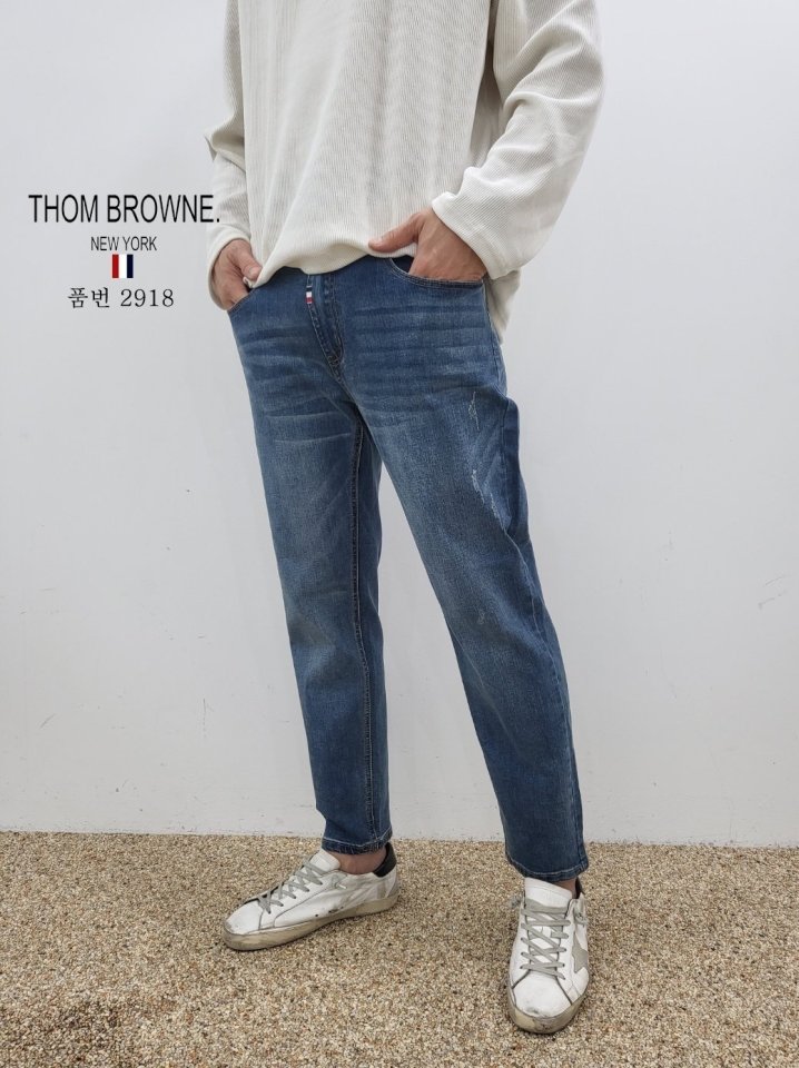 THOM BROWNE 톰브라운 슬림 일자 청바지