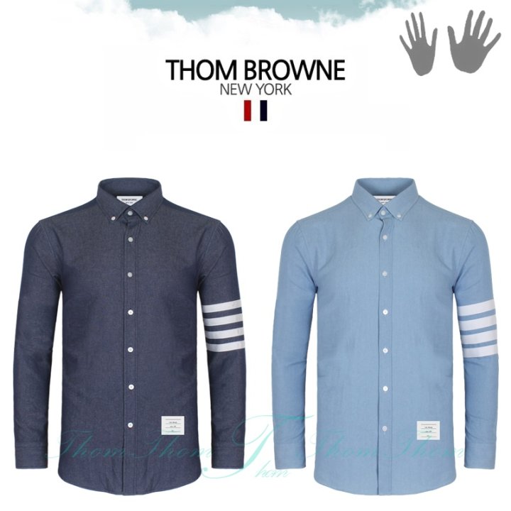 THOM BROWNE 톰브라운 청데님 사선 셔츠