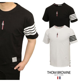 THOM BROWNE 톰브라운 4바 마린자수 실켓 티셔츠