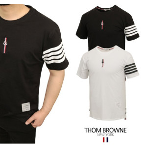 THOM BROWNE 톰브라운 4바 마린자수 실켓 티셔츠